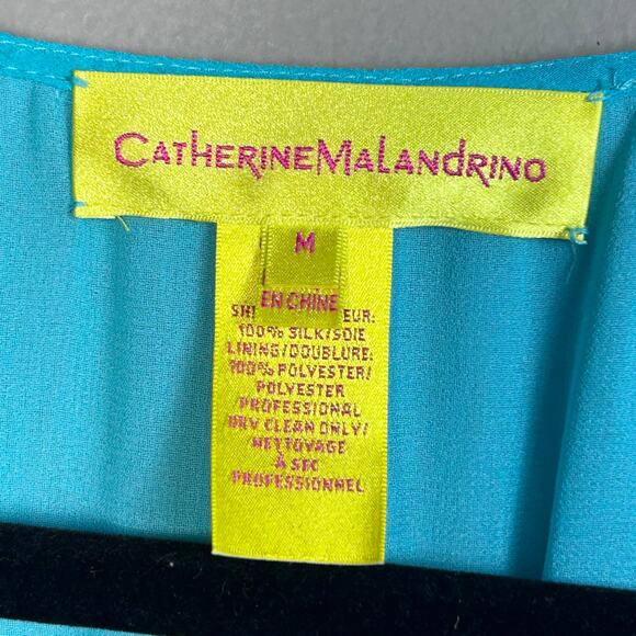 Catherine Malandrino kimono Dress Medium VTG Designer Studded FLAW Blue Silk Y2K - Picture 12 of 13